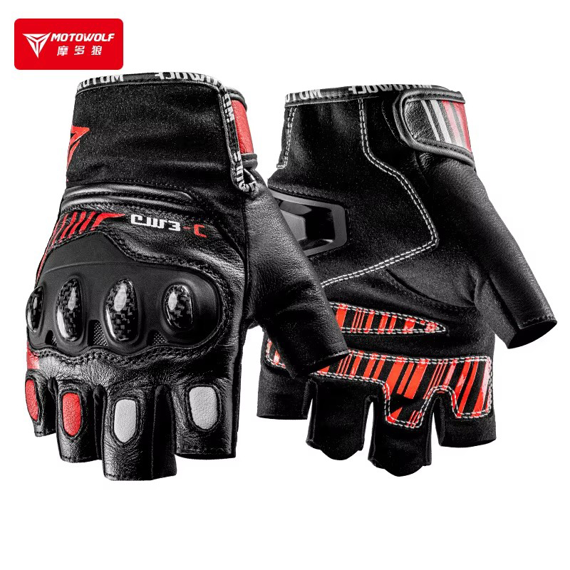 Motorcycle Glove Knuckle - Half Finger ถุงมือรถจักรยานยนต์ Hard Knuckles หนังขี่จักรยาน